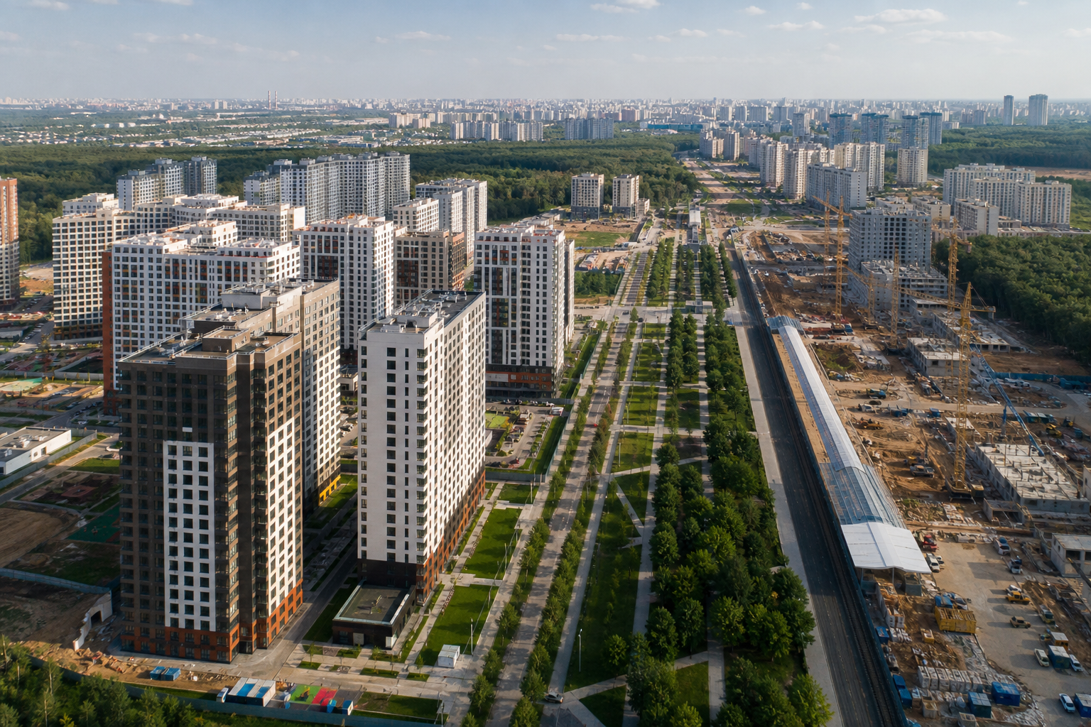 Новостройки Новой Москвы у линии метро